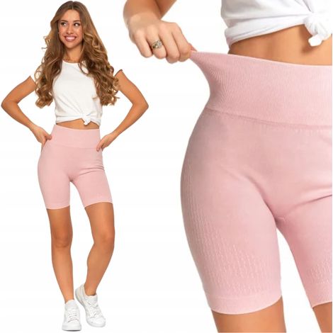 Leggings deportivos de mujer para ciclismo, cintura alta, efecto push-up, entrenamiento, Moraj, talla L/XL, color rosa. (1/5)