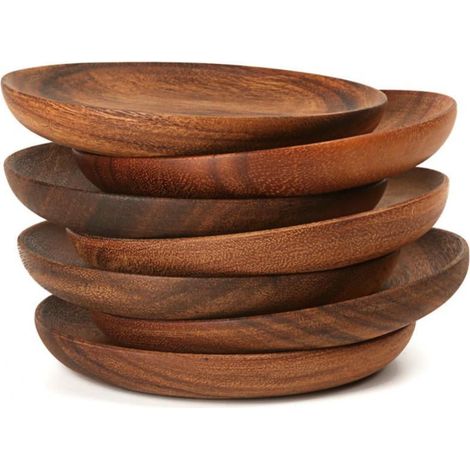 Assiette En Bois D'Acacia - Ronde 10.5 cm - Pour Apéritif Dessert Salade Sushi - 1 Pièce (1/5)