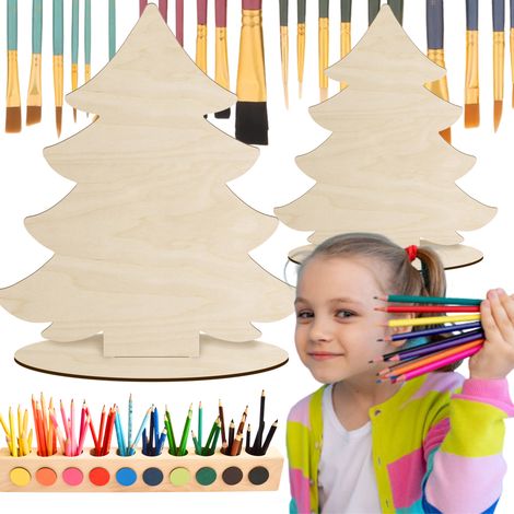 Árboles de Navidad de madera, 20 figuras decorativas para manualidades y decoración. (1/5)