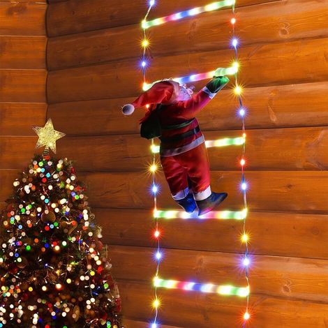 LED Guirlande lumineuse Père Noel,Guirlande Lumineuse LED Échelle avec Père Noël, IP65 Étanche,pour Fêtes, Mariages, Anniversaires (Multicolore) (1/5)