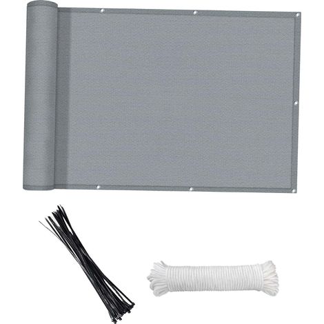 Mampara de privacidad para balcón resistente al viento (HDPE) para terraza, patio, jardín, piscina exterior, porche, barandilla, 118 x 35 pulgadas, gris.