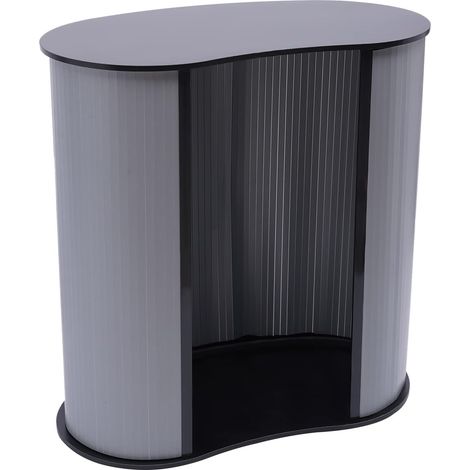 Bancone fieristico pieghevole nero 40 x 90 x 90 cm, materiale plastico legno, moderno stand espositivo per promozioni e presentazioni
