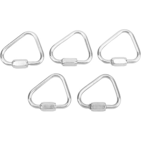 5 pièces Mousquetons triangulaires de sécurité en acier inoxydable, légers et compacts pour randonnée et camping - Diamètre 3,5 mm