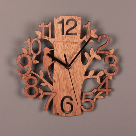 BRAVIX Horloge murale arbre muet sans tique Convient pour le bureau, la cuisine, le salon, la chambre à coucher