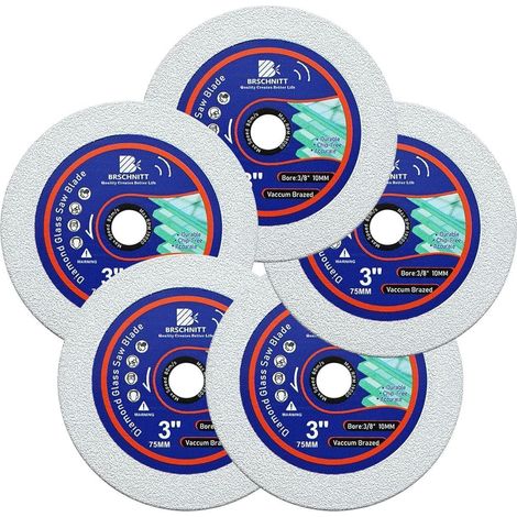 Disque diamant 75mm 5pcs pour verre, porcelaine, jade, alésage 10mm (1/5)