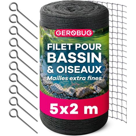Filet de bassin à mailles fines 5 x 2 m - Résistant aux intempéries et aux UV - Filet de protection contre les hérons - Filet de protection contre les oiseaux, les feuilles, les poules, filet (1/5)