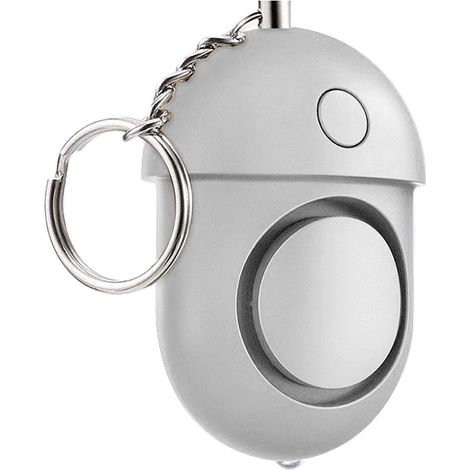 125-130 dB Personensicherheitssirene, Selbstverteidigungsalarm mit LED für Frauen und Kinder - 54x40x24mm ABS Silber (1 Stück) (1/4)