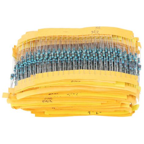 Kit de 2000 résistances à film métallique de 1/4 W (100 valeurs différentes, de 1 ohm à 1 MΩ)