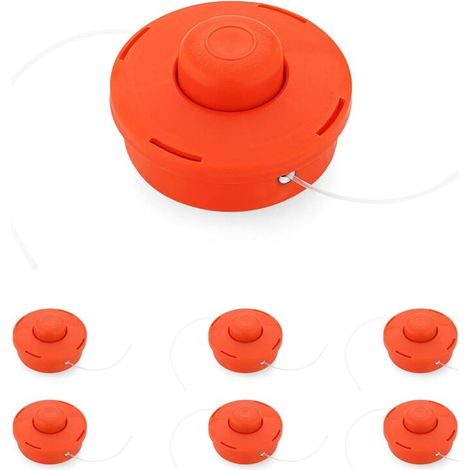 6 Pack Universal Brush Cutter Head, Brush Cutter Head, Red Plastic Nylon Trimmer Replacement Spool Brush Cutter Head, Professional Brush Cutter Accessory