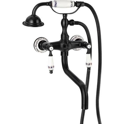 Mitigeur bain mural rétro Paloma Silla, robinet de baignoire en laiton, économie d’eau, design vintage, Noir (1/5)