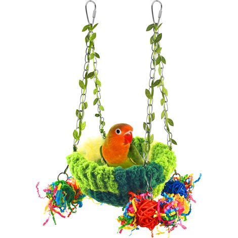 Nichoir, cabane douillette et lit suspendu combinés pour petits oiseaux comme les inséparables et les perruches, avec échelle (1/5)