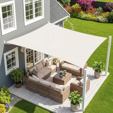 Sunnylaxx 3x4m Sonnensegel Rechteckig, Wasserdicht Sonnenschutz Sunsegel Color Creme, 95% UV-Schutz,für Außenbereich,Garten (1/5)