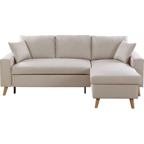 Canapé d'angle scandinave 4 places réversible et convertible – Tiroir de rangement – Dimensions 223 x 148 x 95 cm – Couchage 135 x 195 cm – Usinestreet (1/5)