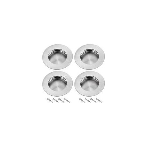 4PCS Poignee Porte Coulissante Encastrées en Acier 304 Inoxydable Poignées Rondes à Rainures Invisibles pour Porte Coulissante Armoire Extrait Tiroir avec 8 Vis (1/5)