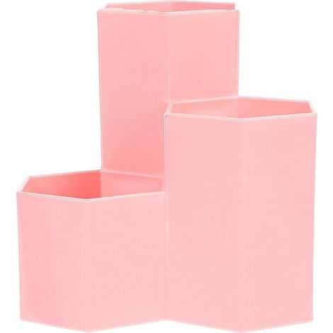 Kreative sechseckige Aufbewahrungsbox für Stifte, aus Kunststoff, für Büro- und Schulbedarf (rosa) - Pink (1/3)
