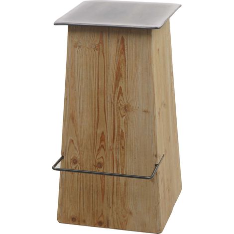 Tabouret de bar HWC-L76 - chaise de bar Tabouret de bar - bois massif industriel certifié MVG - naturel avec aspect métal (1/5)