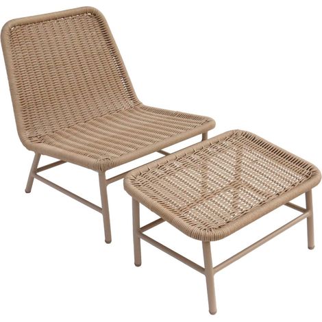 sweeek - Liegesessel und Fußhocker aus Aluminium mit Seilbespannung