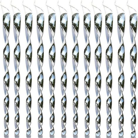 Bâtonnet Répulsif Oiseaux - Spiral Réfléchissant Anti-Pigeons - Pour Balcon Jardin Terrasse - 12 Pièces - 30 cm - PVC Argenté (1/5)