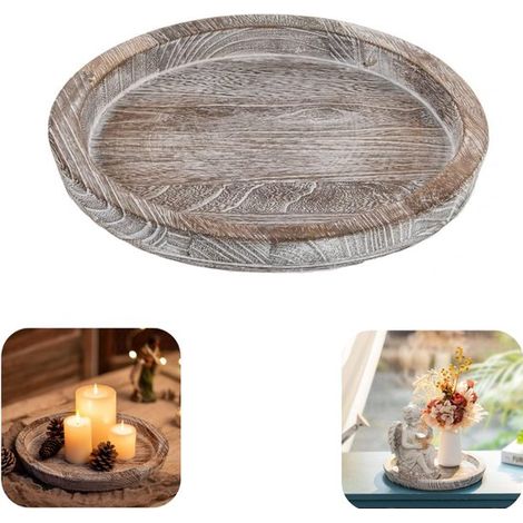 Coupe décorative 28,5 x 2,5 cm - plat à bijoux et bougies lavable et durable, gris (1/5)