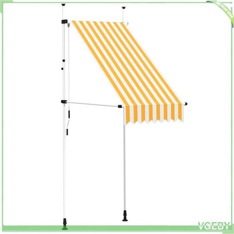 Auvent rétractable manuel - FAFEICY - 145831 - 100 cm - Rayures orange et blanc - Projection 120 cm (1/5)