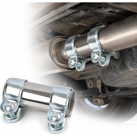 45 x 125 mm Stainless Steel Exhaust Collar, Double Coupling for Car, Motorcycle and Trucks (1/5)