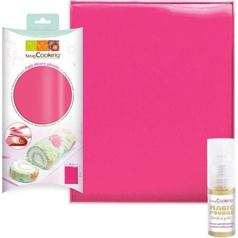 Tapis silicone pour génoise 30 x 40 cm + 1 poudre alimentaire irisée dorée (1/2)