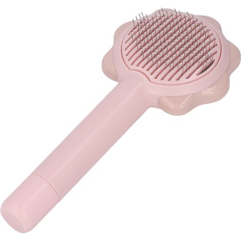 Brosse de toilettage autonettoyante pour chats et chiens à poils longs et courts, rose, pour éliminer les poils morts. (1/5)