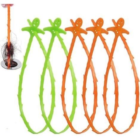 Outil de déboucheur d'évier, paquet de 5 serpents d'évier de 20 pouces, serpent à cheveux en plastique, épilateur de canalisation pour égouts, cuisine, évier de salle de bain