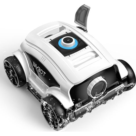 Robot Piscine, Aspirateur Piscine sans Fil avec Batterie,Stationnement Automatique,Nettoyeur Piscine pour Piscines Hors Sol 100 m²,Buse Réglable,120 Min (Noir Blanc) (1/5)