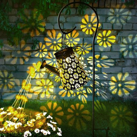 Lampe Solaire Exterieur, Lampes Solaires Exterieures Jardin avec Guirlandes Lumineuses en Cascade, Arrosoir Lumineuse Solaire Exterieure Lmperméable à l’Eau avec Support, pour Cour (1/5)