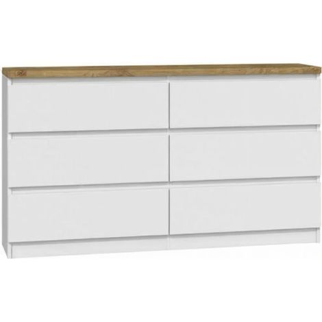 Kommode mit 6 Schubladen 140cm Sideboard Anrichte holz weiss artisan Modern (1/5)
