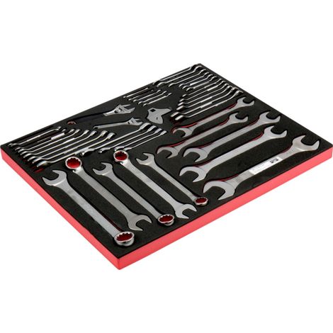 Bahco Fit&Go 3/3 Schaumstoffeinlage, Satz Zoll-Ring-Maulschlüssel und Zoll-Doppelmaulschlüssel - 43-tlg. (1/3)