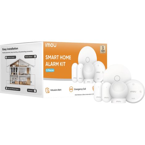 Kit alarme domestique Smart ZigBee - IMOU - Gateway ZG2 - 5 pièces - Détecteur mouvement ZP1 - 2× capteurs porte/fenêtre ZD1