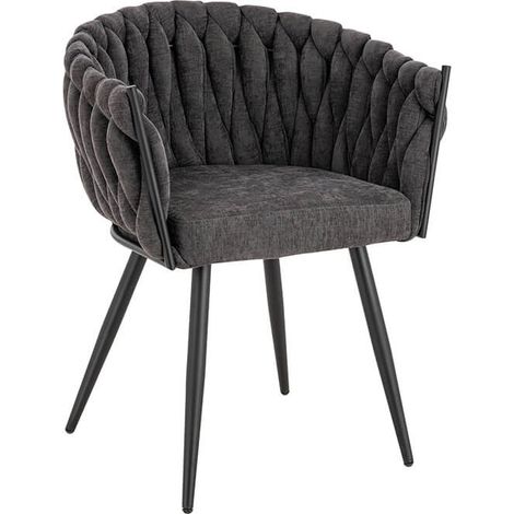 HOME DELUXE Esszimmerstuhl AYLA – Dunkelgrau, gewebt (1er Set)  Moderner Stoffstuhl für Esszimmer & Küche  Esszimmerstuhl beige, Esszimmerstuhl gewebt, gewebter Stuhl beige