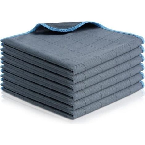Chiffon Magique Microfibre Carbone, 6Pcs Chiffon Fibre Carbone sans Trace Absorbant, Professionnel Efficace, Bleu Ciel, 30 x 40cm (1/5)