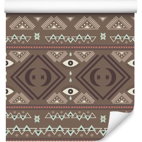 Papier peint marron à motif ethnique 50x1000 cm (1/5)