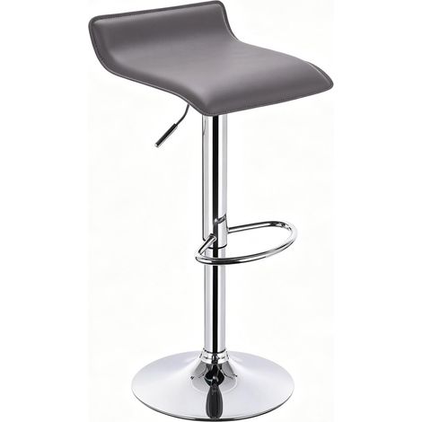 Tabouret de bar rotatif avec siège en similicuir gris, hauteur réglable 62-84 cm (1/5)