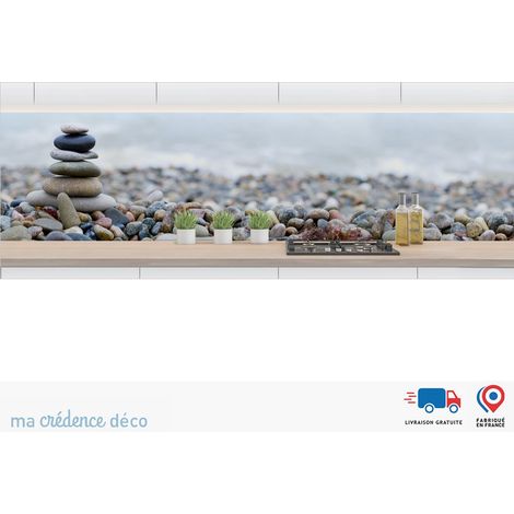 Crédence : Plage de galets zen - Alu composite - 120 - 60 (1/3)