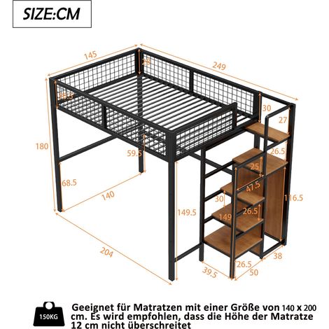 Polsterbett aus Metall in Schwarz 249 x 145 x 180 cm HOMAIRE (1/5)