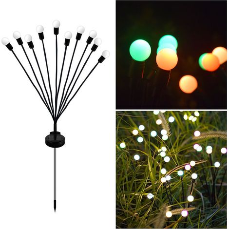 Solarbetriebene Gartenleuchte, Lichterkette mit windbetriebenem LED-Glühwürmchen-Effekt, Gartendekoration, festliche Girlande, bunte Lichterkette mit 10 Leuchten (1/5)