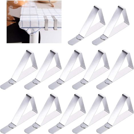 Pinces à nappe, pinces de table de pique-nique, pinces de table en acier inoxydable antirouille et résistantes au vent pour fêtes en extérieur et en intérieur, camping, mariages (lot de 12) (1/5)