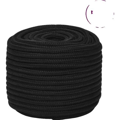 Corde de travail, polyester durable, polyvalente pour une utilisation en extérieur, noir (1/2)
