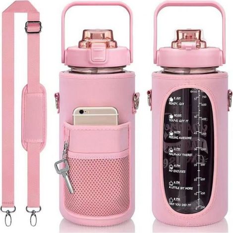 Bouteille D'eau - 64 Oz - Copolyester Sans BPA - Anti-fuite - Paille Amovible - Marqueur De Temps - 1 Pièce (1/4)