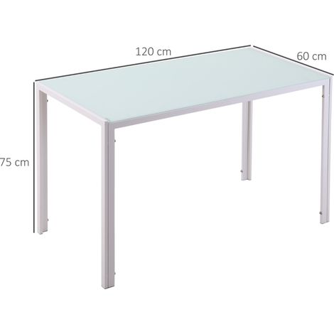 Grande table rectangulaire blanche 120x60x75cm, plateau laqué blanc, piètement métal robuste, design contemporain, idéale pour cuisine ou salle à manger pour 4 à 6 personnes, structure stable et durab (1/5)