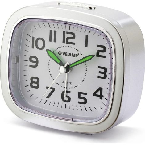Velamp Sveglia da Comodino, Sveglia Analogica al Quarzo Silenziosa con Luce Senza Ticchettio, Semplice Orologio da Tavolo con funzione Snooze,Adatto per Camere da Letto, scrivanie, viaggi... (1/5)