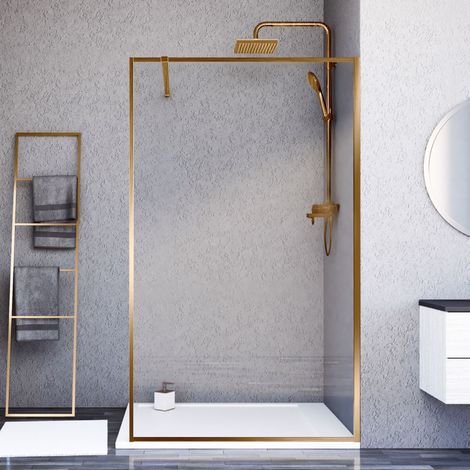 Essebagno Square Paroi de douche verre anticalcaire et aluminium cadre complet 120 x 200 Cuivre Brossé