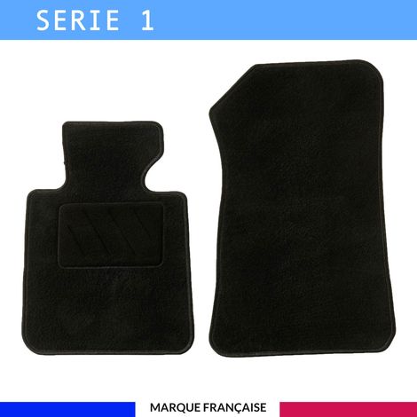 Tapis de sol voiture - Sur mesure pour  BMW SERIE 1 (03/2003-11/2011) - Antidérapant : Clips de fixations et scratch - Tapis de sol avant 2 pièces - Moquette - Noir