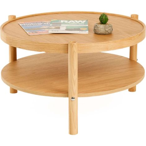 Couchtisch Crova, ein Fach, runde Form, Plattenfarbe Eiche, 80x80x48h cm, Eiche Braun