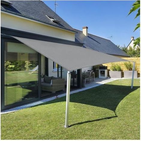 3x4m graues rechteckiges Sonnensegel, wasserdichtes Material, 95% UV-Schutz, Sonnensegel für den Außenbereich, Garten & Terrasse (1/2)