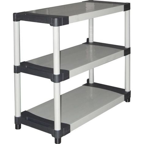 Scaffale in plastica - TOOD - 3 ripiani - Portata 80 kg per ripiano - 80x40x85 cm - Nero/grigio (1/4)